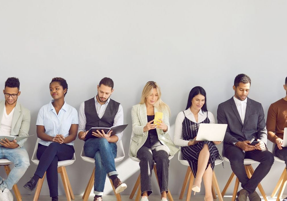 a happy group of office staff